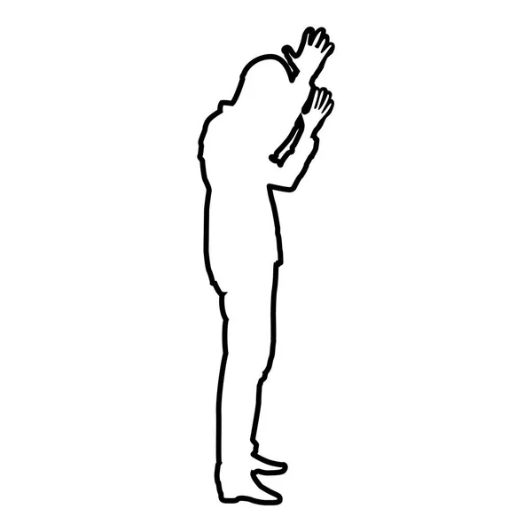 Concept Failure What Problem Man Raised Hands Silhouette Icon Black — Stock Vector