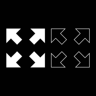 Beyaz renk vektör düz stil basit görüntü illüstrasyon dört oklar için farklı yönlere Merkezi simgesini ayarla