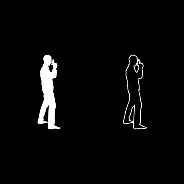 Homme Avec Arme Silhouette Criminel Personne Concept Vue Côté Icône — Image vectorielle