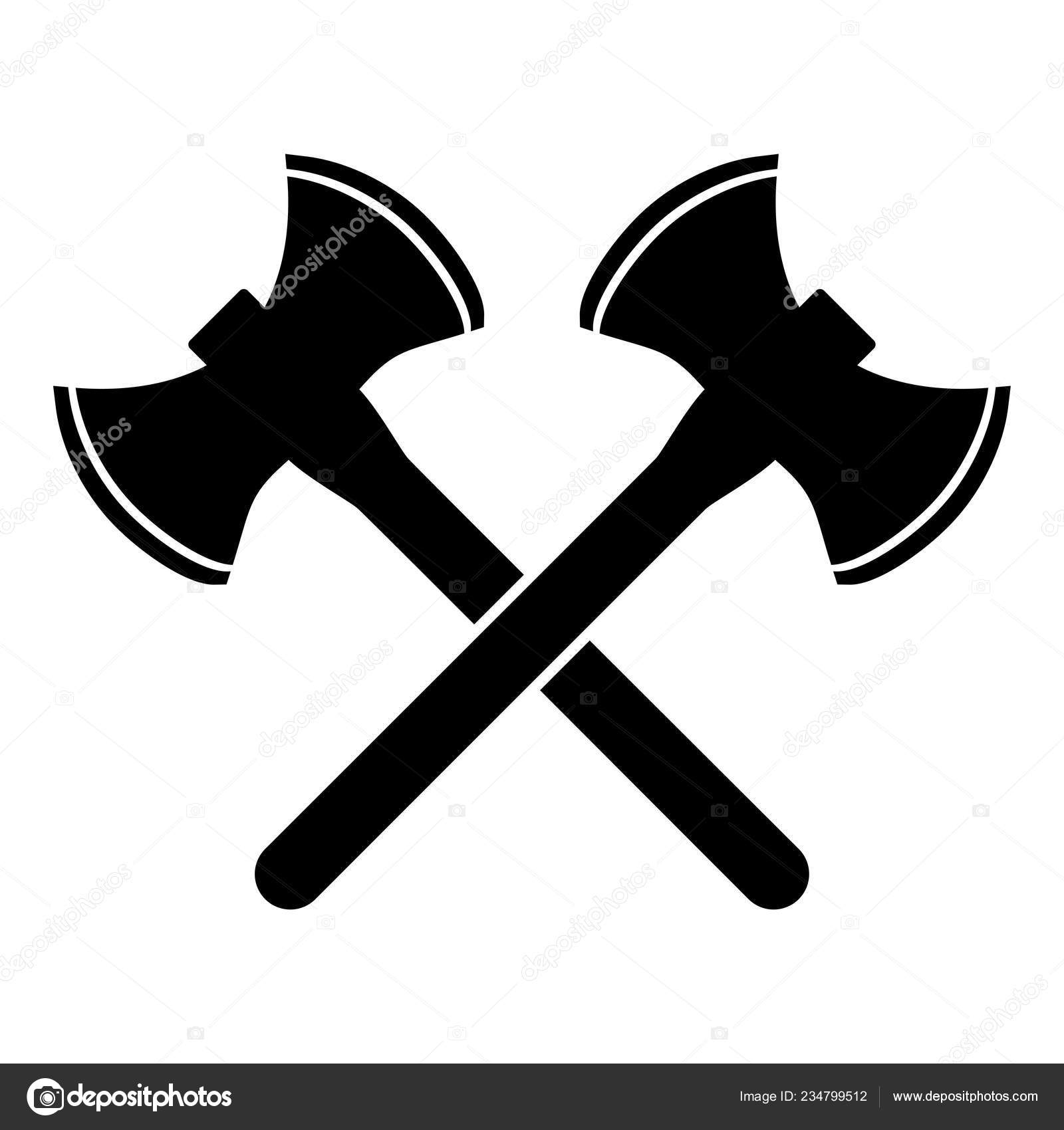 Viking with two axes, black background, ready to fight, logo, wa 
