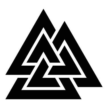 Valknut işareti symblol simge siyah renk vektör düz stil basit görüntü illüstrasyon