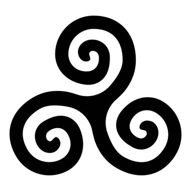 Triskelion veya triskele sembolü işareti simgesi siyah renk vektör düz stil basit görüntü illüstrasyon