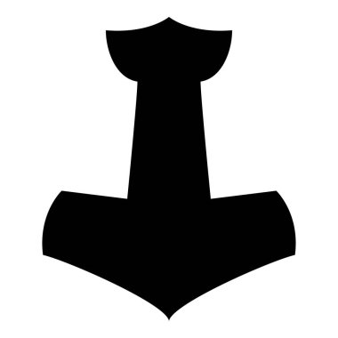 Thor'un çekici Mjolnir simge siyah renk vektör çizim düz stil basit resim