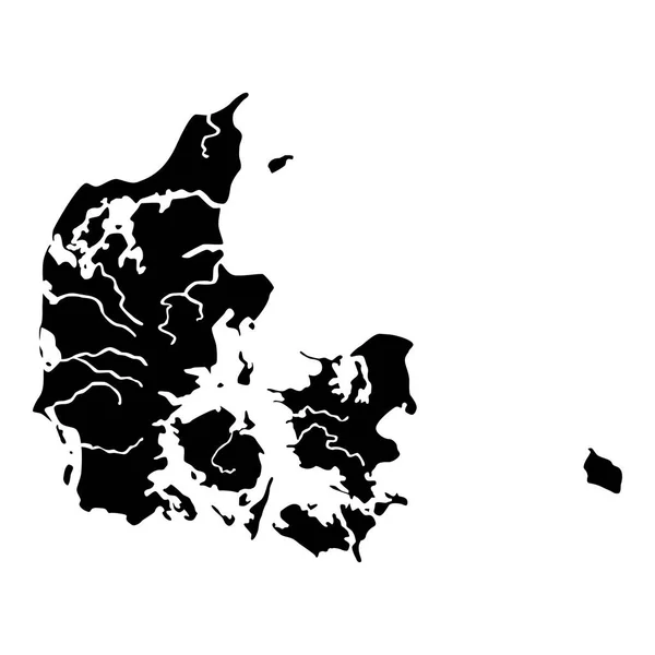Mapa Dinamarca Icono Color Negro Vector Ilustración Plano Estilo Simple — Archivo Imágenes Vectoriales