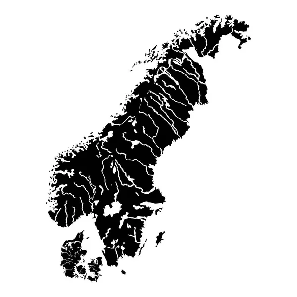 地图斯堪的纳维亚半岛图标黑色矢量插图平面风格简单的图像 — 图库矢量图片