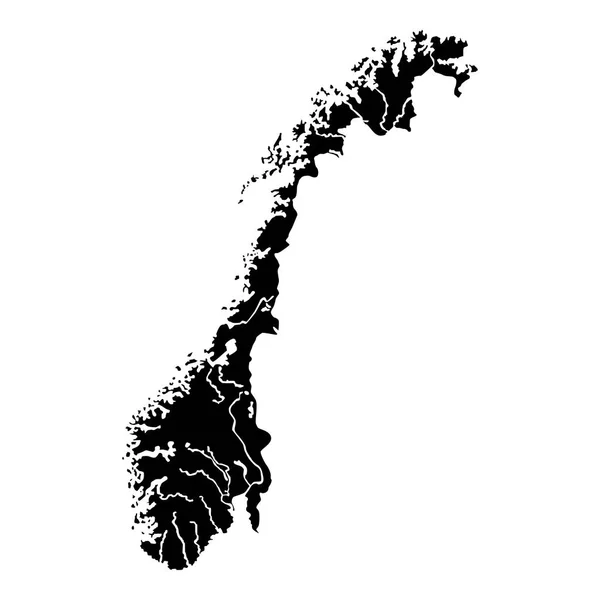 Karta Över Norge Ikonen Svart Färg Vektor Illustration Platt Stil — Stock vektor