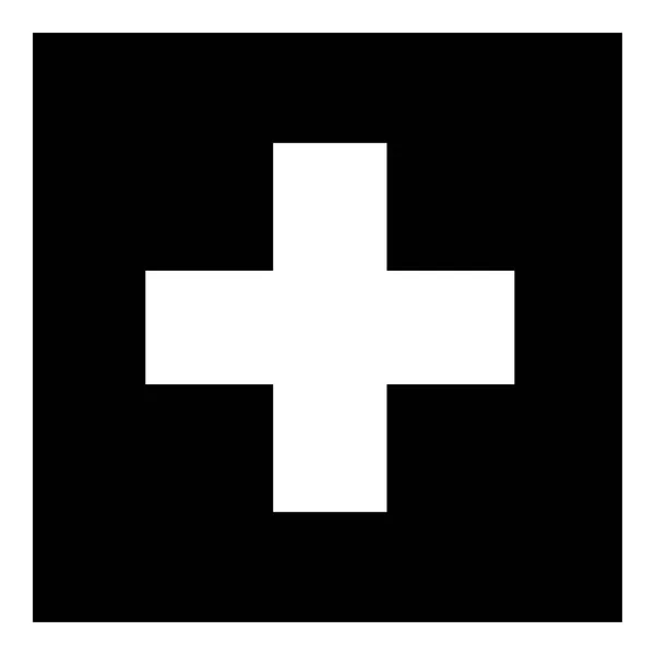 Bandiera Della Svizzera Icona Colore Nero Vettore Illustrazione Stile Piatto — Vettoriale Stock