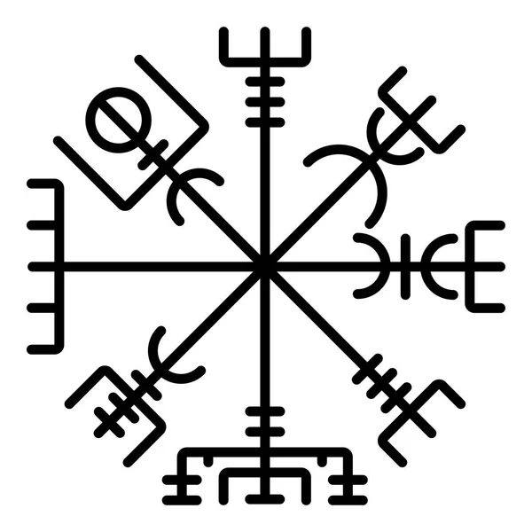 Vegvisir Runik pusula galdrastav gezinti pusula sembol simge siyah renk vektör düz stil basit görüntü illüstrasyon