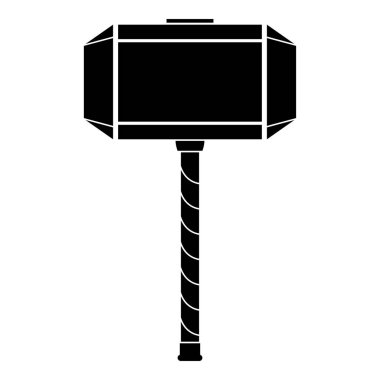 Thor'un çekici Mjolnir simge siyah renk vektör çizim düz stil basit resim