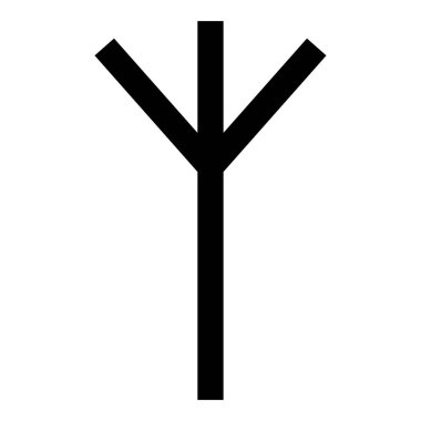 Algiz Elgiz rune elk reed savunma sembol simge siyah renk vektör düz stil basit görüntü illüstrasyon