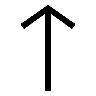 Teiwaz rune Telwaz tyr savaşçı sembol simge siyah renk vektör düz stil basit görüntü illüstrasyon