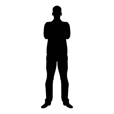 Katlanmış silah güven kavramı iş adamı simge siyah renk vektör düz stil basit görüntü illüstrasyon adamla