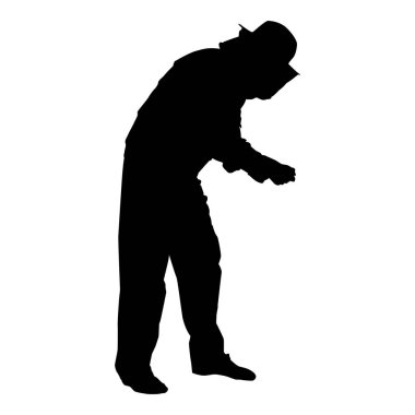 Arıcı koruyucu kıyafet giyim arı sokması oluşan tablo ile şapka ile bal arıcı beemaster apiarist bal simge siyah renk vektör çizim düz stil basit resim alarak Arı kovanı toplar