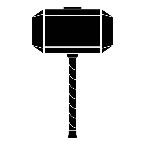 Thor'un çekici Mjolnir simge siyah renk vektör çizim düz stil basit resim