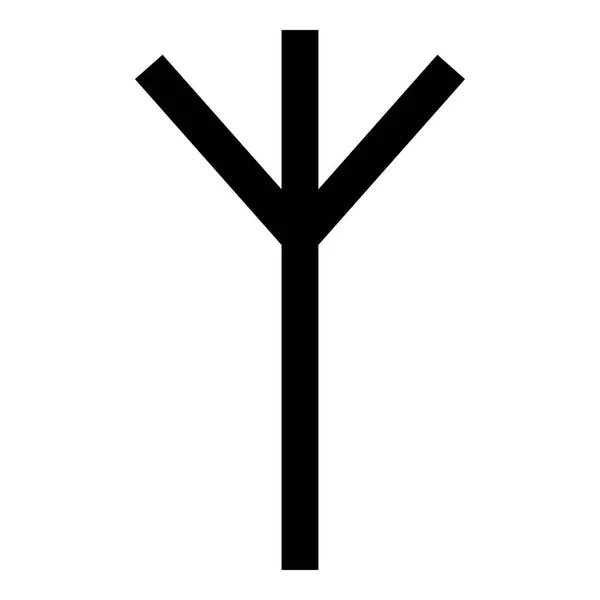 Algiz Elgiz rune elk reed savunma sembol simge siyah renk vektör düz stil basit görüntü illüstrasyon