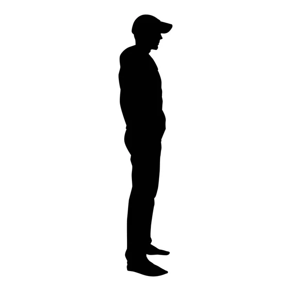 Mężczyzna Stojący Cap Widok Boku Ikona Kolor Czarny Wektor Ilustracja — Wektor stockowy
