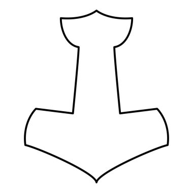 Thor'un çekici Mjolnir simge siyah renk vektör çizim düz stil basit resim