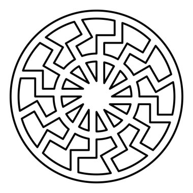 Kara güneş sembol simge siyah renk vektör düz stil basit görüntü illüstrasyon