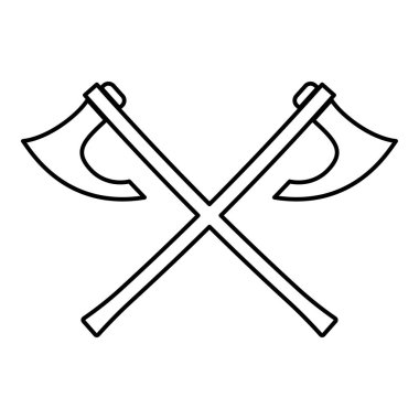 İki savaş eksen Vikingler simge siyah renk vektör düz stil basit görüntü illüstrasyon