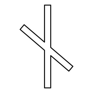 Nauthis rune Neidis gece lazım değil sembol simge siyah renk vektör düz stil basit görüntü illüstrasyon