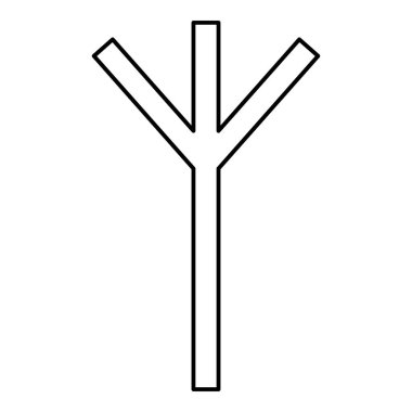 Algiz Elgiz rune elk reed savunma sembol simge siyah renk vektör düz stil basit görüntü illüstrasyon