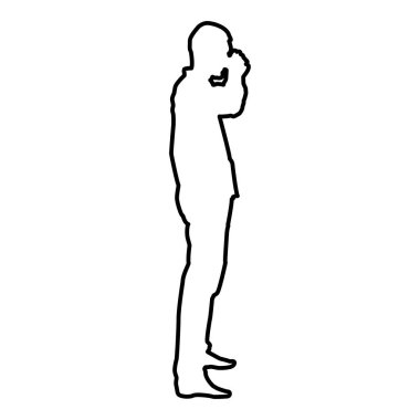 Kupa ayakta simge siyah renk vektör düz stil basit görüntü illüstrasyon içme adam