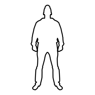 Ayakta açık simge siyah renk vektör düz stil basit görüntü illüstrasyon kap görünümünde, dostum