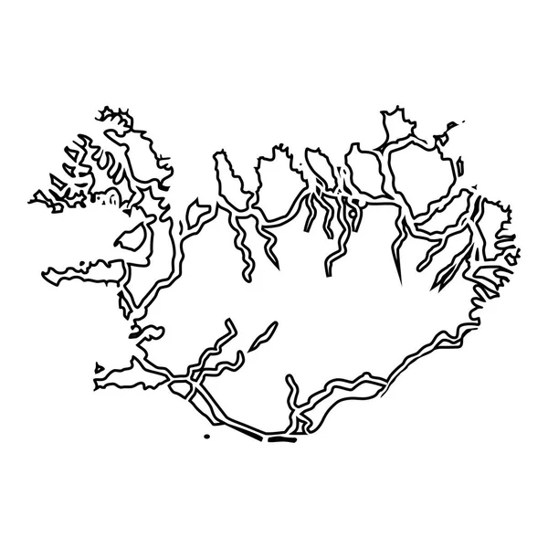 アイスランド アイコン黒い色ベクトル イラスト フラット スタイル シンプルなイメージの地図 — ストックベクタ
