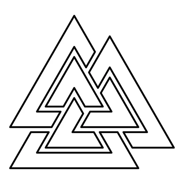 Valknut Signo Symblol Icono Negro Color Vector Ilustración Plano Estilo — Vector de stock