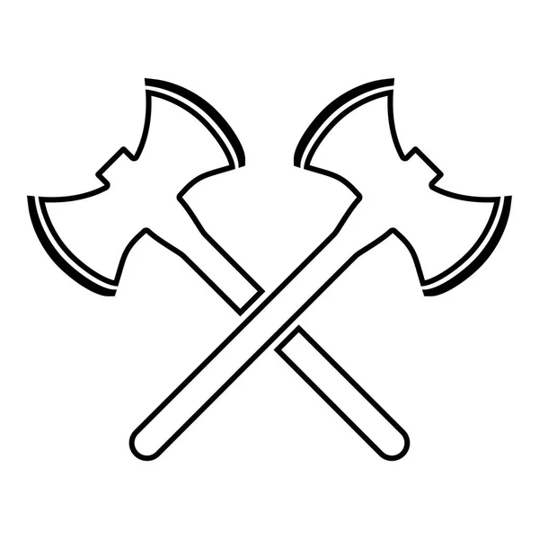 Zwei Doppelgesichtige Wikingeräxte Symbol Schwarze Farbe Vektor Illustration Flachen Stil — Stockvektor