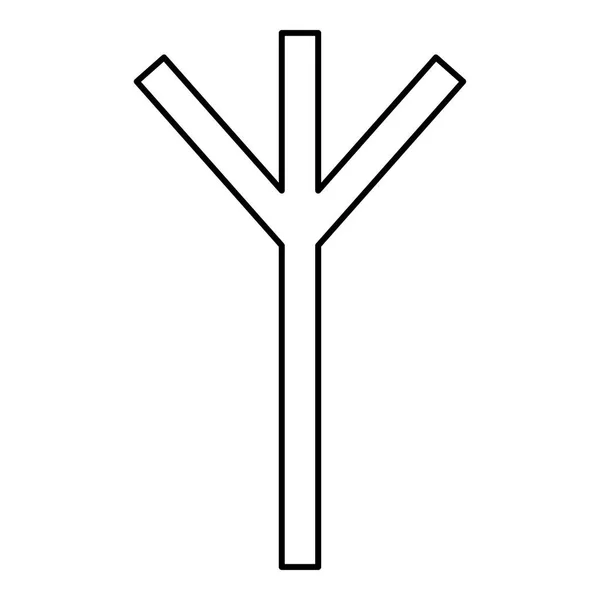 Algiz Elgiz Rune Elk Schilf Verteidigung Symbol Symbol Schwarz Farbe — Stockvektor