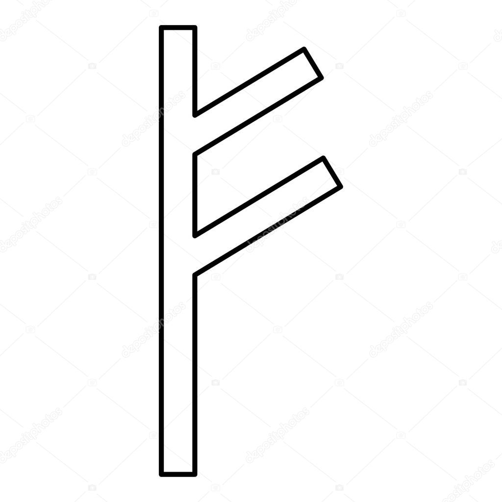 Fehu rune F symbol feoff own wealth icon black color vector illustration flat style simple image