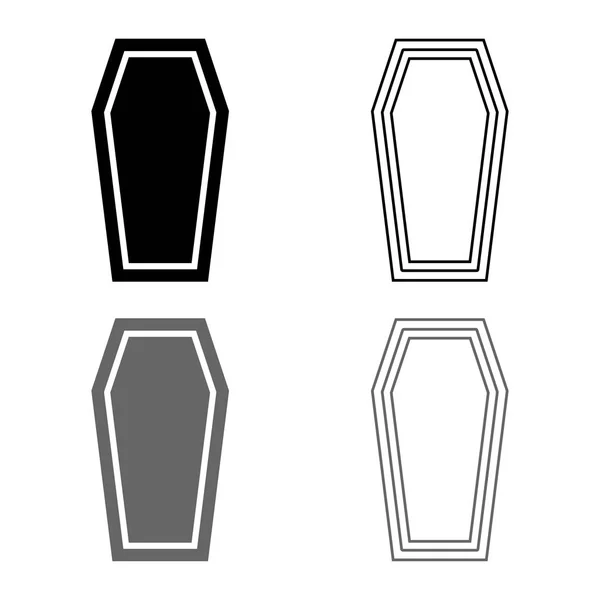 Coffin Insurance Concept Sujeto Funerario Tapa Ataúd Icono Conjunto Gris — Archivo Imágenes Vectoriales