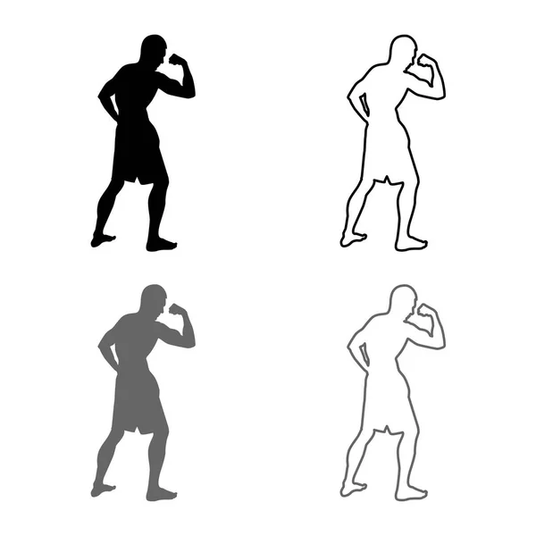 Testépítő Találat Bicepsz Izmok Testépítő Sport Koncepció Silhouette Side View — Stock Vector