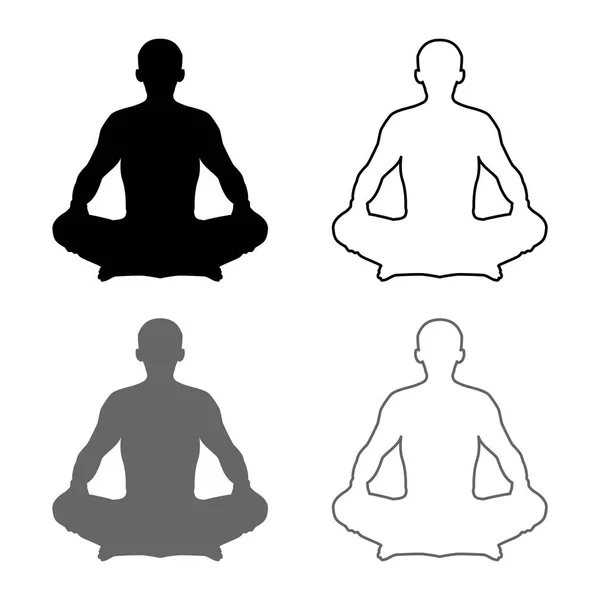 Man Pose Lotus Yoga Pose Meditation Position Silhouette Asana Icon — Stock Vector