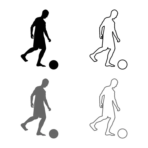 Hombre Patea Silueta Bola Jugador Fútbol Patear Icono Vista Lateral — Vector de stock