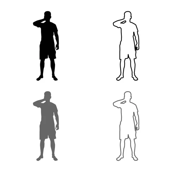 Homme Fermant Les Yeux Ses Mains Silhouette Vue Face Icône — Image vectorielle