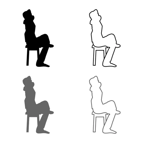 Hombre Sentado Pose Con Las Manos Detrás Cabeza Joven Hombre — Archivo Imágenes Vectoriales