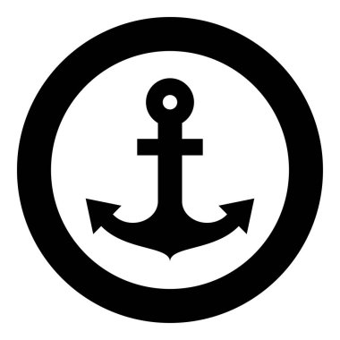 Çapa deniz deniz tasarım simge siyah renkli vektör çizim düz stil basit imagein daire için yuvarlak gemi