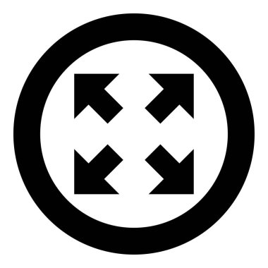 Farklı yönlere Merkezi simgesi siyah renkli vektör çizim düz stil basit imagein daire yuvarlak dört oklar