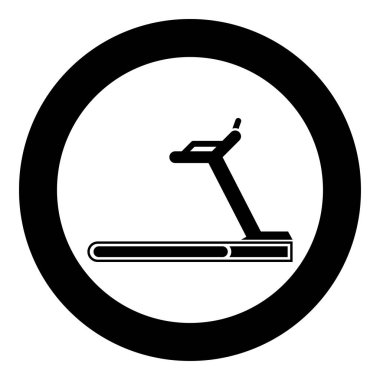Koşu bandı makine simge siyah renkli vektör çizim düz stil basit imagein daire yuvarlak
