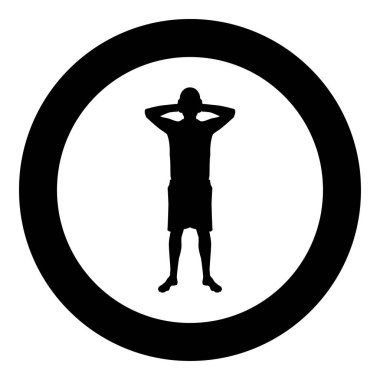 Adam onun kulakları siluet önden görünüm kapanış kavramı kapsayan simge siyah renkli vektör çizim düz stil basit imagein daire yuvarlak yoksay