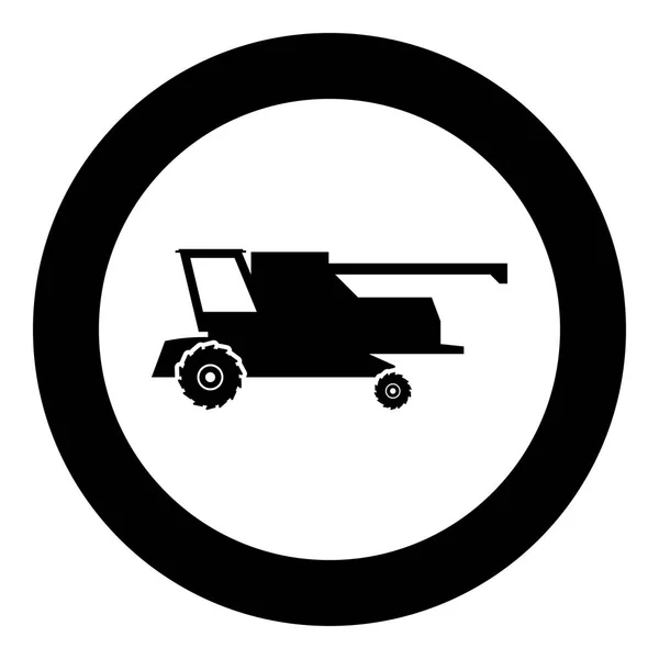 Boerderij Harvester Voor Werk Veld Combineren Pictogram Zwarte Kleur Vector — Stockvector