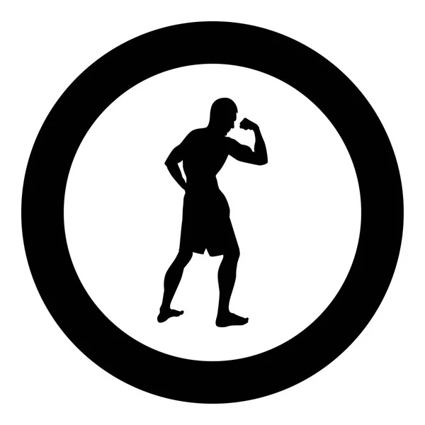 Bodybuilder Προβολή Δικέφαλους Μυς Bodybuilding Αθλητισμού Έννοια Σιλουέτα Πλευρά Προβολή — Διανυσματικό Αρχείο