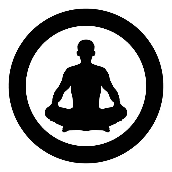 Homme Pose Lotus Pose Yoga Position Méditation Silhouette Asana Icône — Image vectorielle