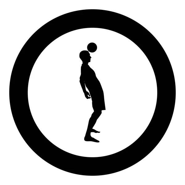 Fußballer Schlagen Den Ball Kopf Silhouette Headbutt Symbol Schwarze Farbe — Stockvektor