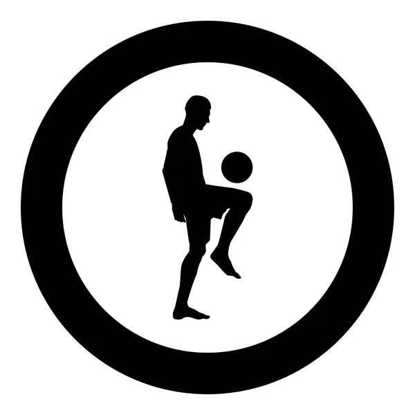 Jugador Fútbol Haciendo Malabarismos Pelota Con Rodilla Rellena Pelota Pie — Vector de stock