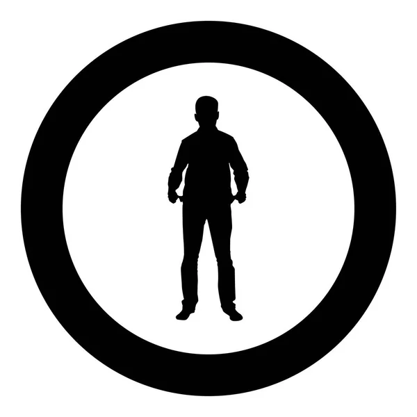 Man Took Out His Empty Pockets Businessman Has Money Silhouette — Stock Vector