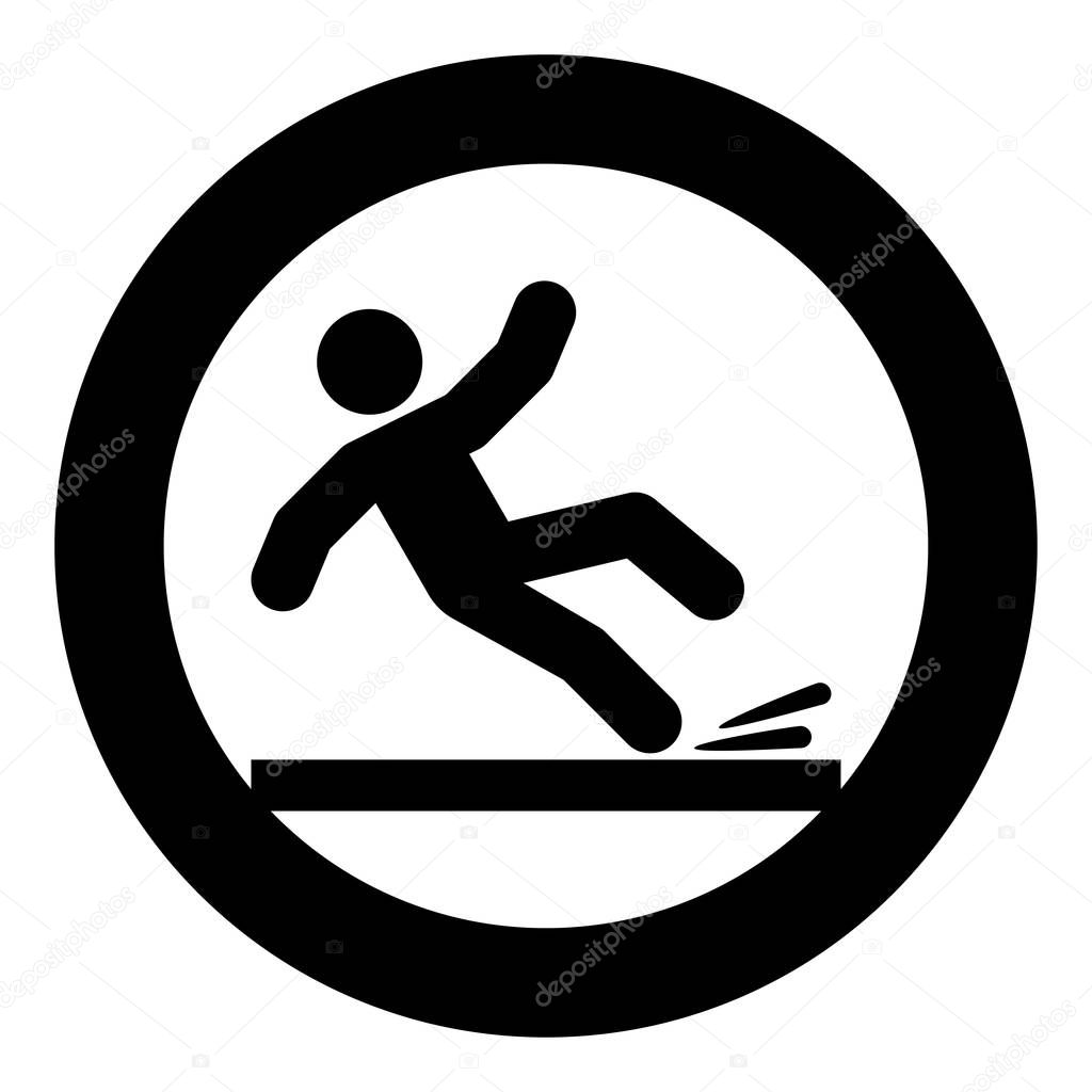 Falling man icon black color vector illustration flat style simple imagein circle round