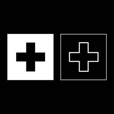 İsviçre simgesi ayarlamak beyaz renk düz anahat stili basit görüntü illüstrasyon